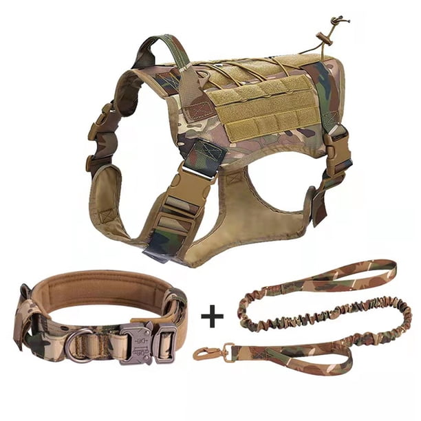 Chalecos para perros Chalecos militares para perros Collares con bolsas y parches, Chalecos tácticos para perros sin tirones para perros grandes Adepaton CPB-US-ZMR10-3