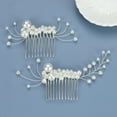 thumbnail image 2 of Miangastore 2pcs Pretty Pearl Design Bridal Hair Combs Wedding Bride Hair Decorations, 2 of 9