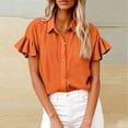 thumbnail image 2 of Taqqpue Womens Tops Button Down Puff Short Sleeve Shirts Cotton Linen Lightweight Casual Solid Color T-Shirts Business Work V Neck Blouse, 2 of 6