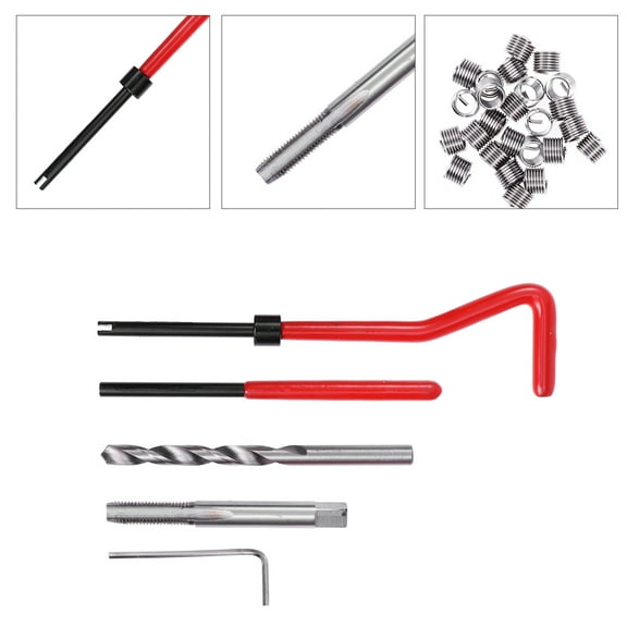 OUNONA  30 Pcs Helicoil Thread Repair Kit Insert Repairing Threaded Inserts Installation Tool Red
