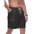 thumbnail image 4 of GIRUNS Men's Linen Shorts Casual Summer Beach Drawstring Elastic Waist Shorts with Pocket Black XL, 4 of 7
