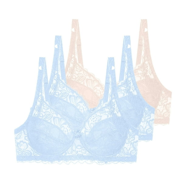 HongQid 3pcs Womens Underwire Bra Comfort Push Up Bras Buttery Soft Wired Bralette Full Coverage Sport Everyday Bra