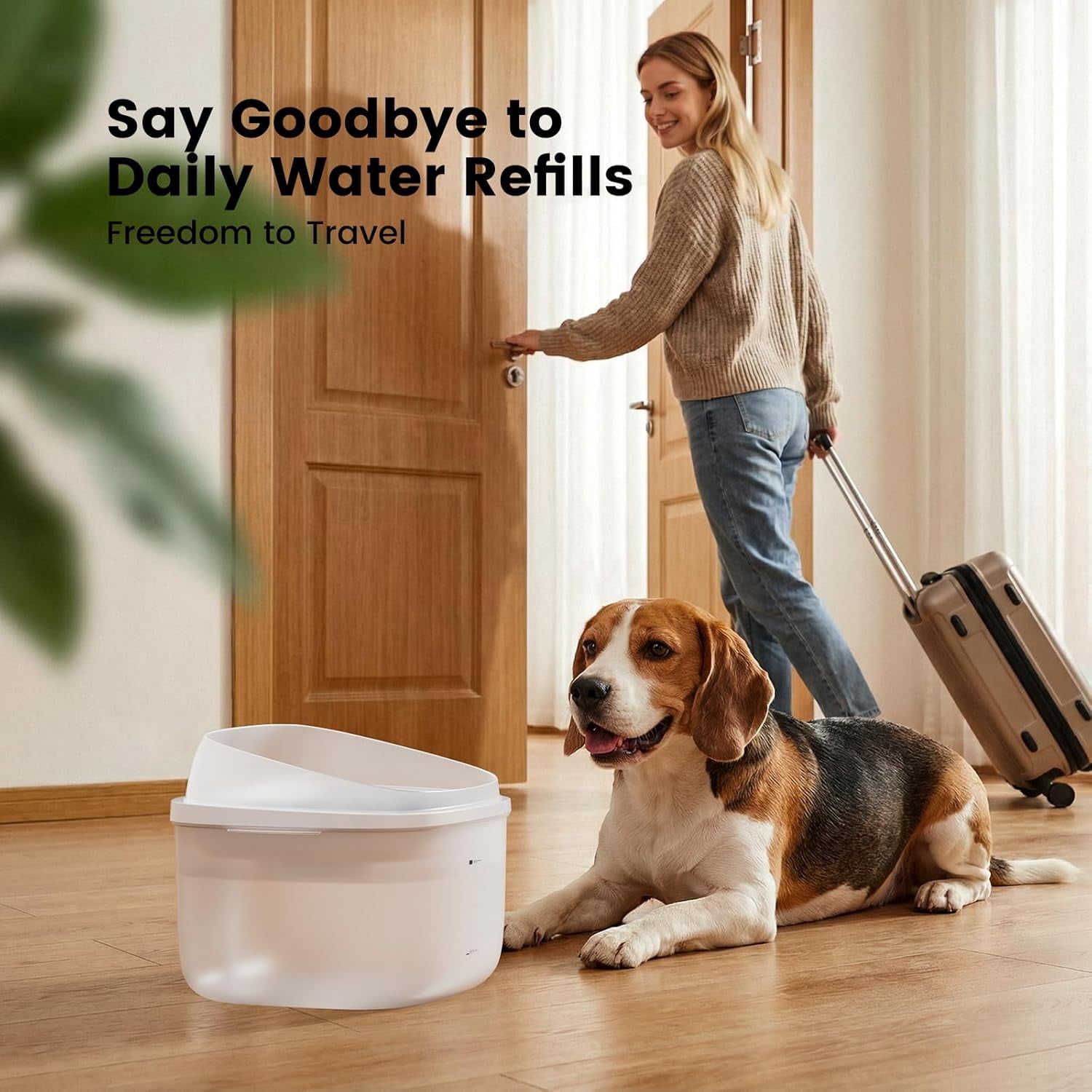 Nomipaw 1 Gallon Pet Water Fountain, Vortex Dog Water Fountain, Ultra Quiet Automatic Cat Fountain with Filter, Transparent Tank, Splash-Proof, Easy to Clean,White