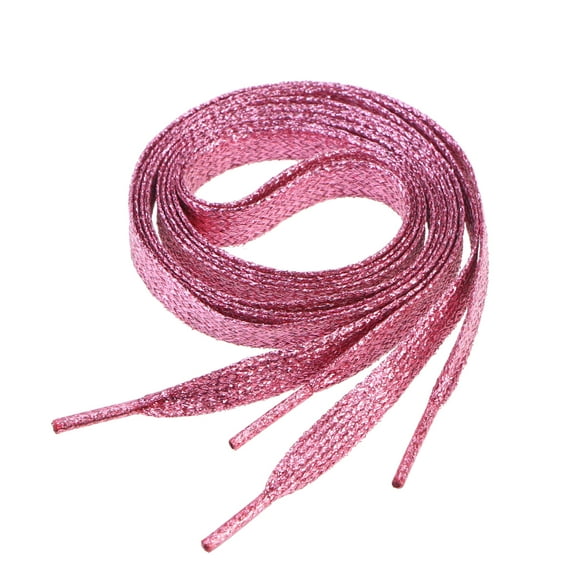 1.1m Flat Glitter ShoeLaces Colored Flat Shoestring Bootlaces for Shoes Sneakers (Pink)