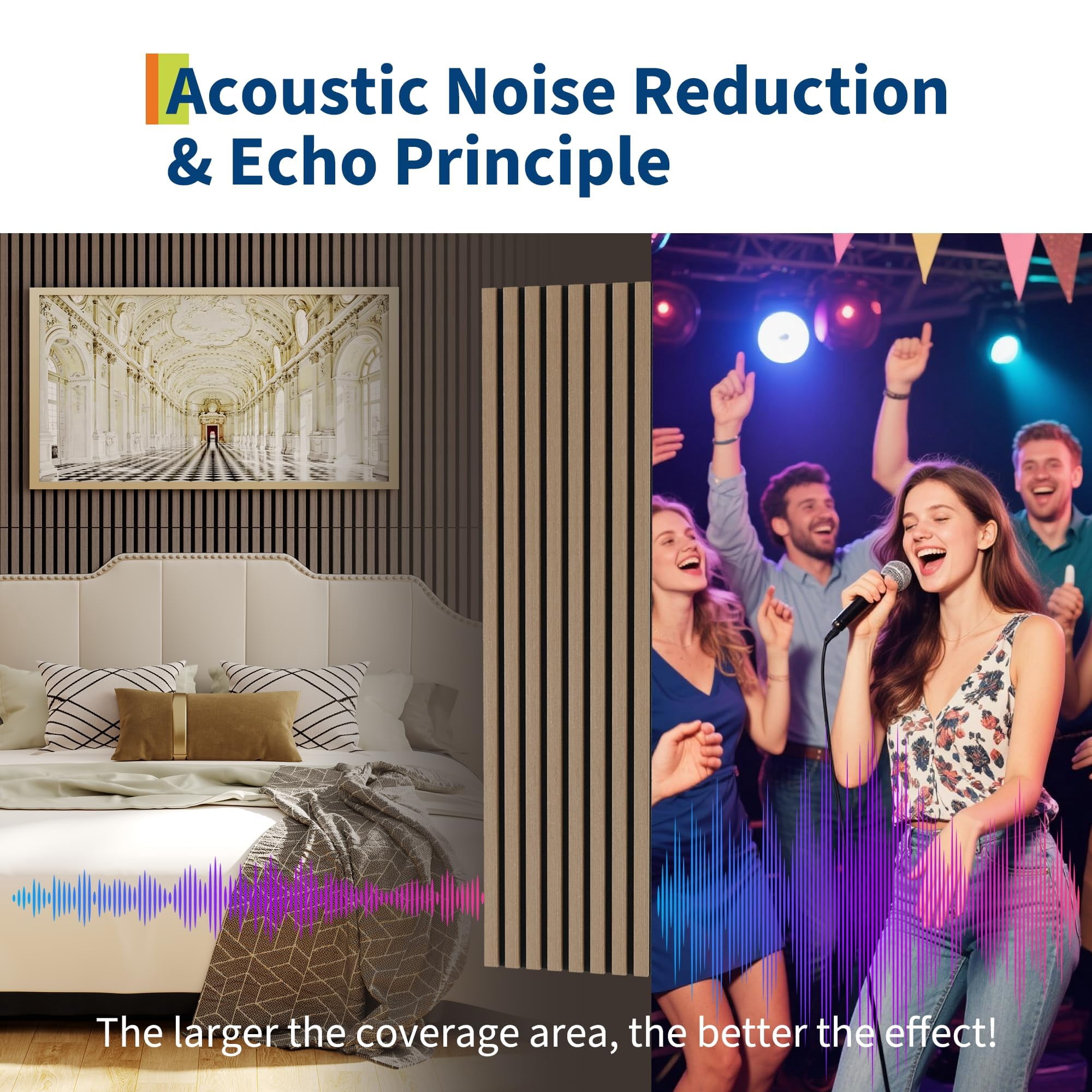 3D Wooden Wall Panels, Acoustic Sound Absorbing Tiles, Easy Peel Stick Installation, Modern Slat Wall Panels for Home Theater, Office, Studio, Bedroom, Living Room