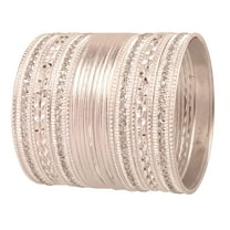 Sunsoul By Touchstone "Colorful 2 Dozen Bangle Collection" Indian Bollywood Alloy Metal Textured Vanilla White Designer Jewelry Bangle Bracelets Set Of 24 In Antique Gold Tone For Women