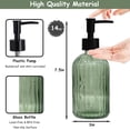 thumbnail image 2 of Set dispensador de jabón, vidrio verde, 400 ml, recargable con bomba negra, 2 of 6