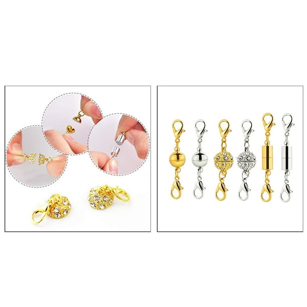 6x Stylish Locking Jewelry Clasp for Necklace Bracelet Gold and