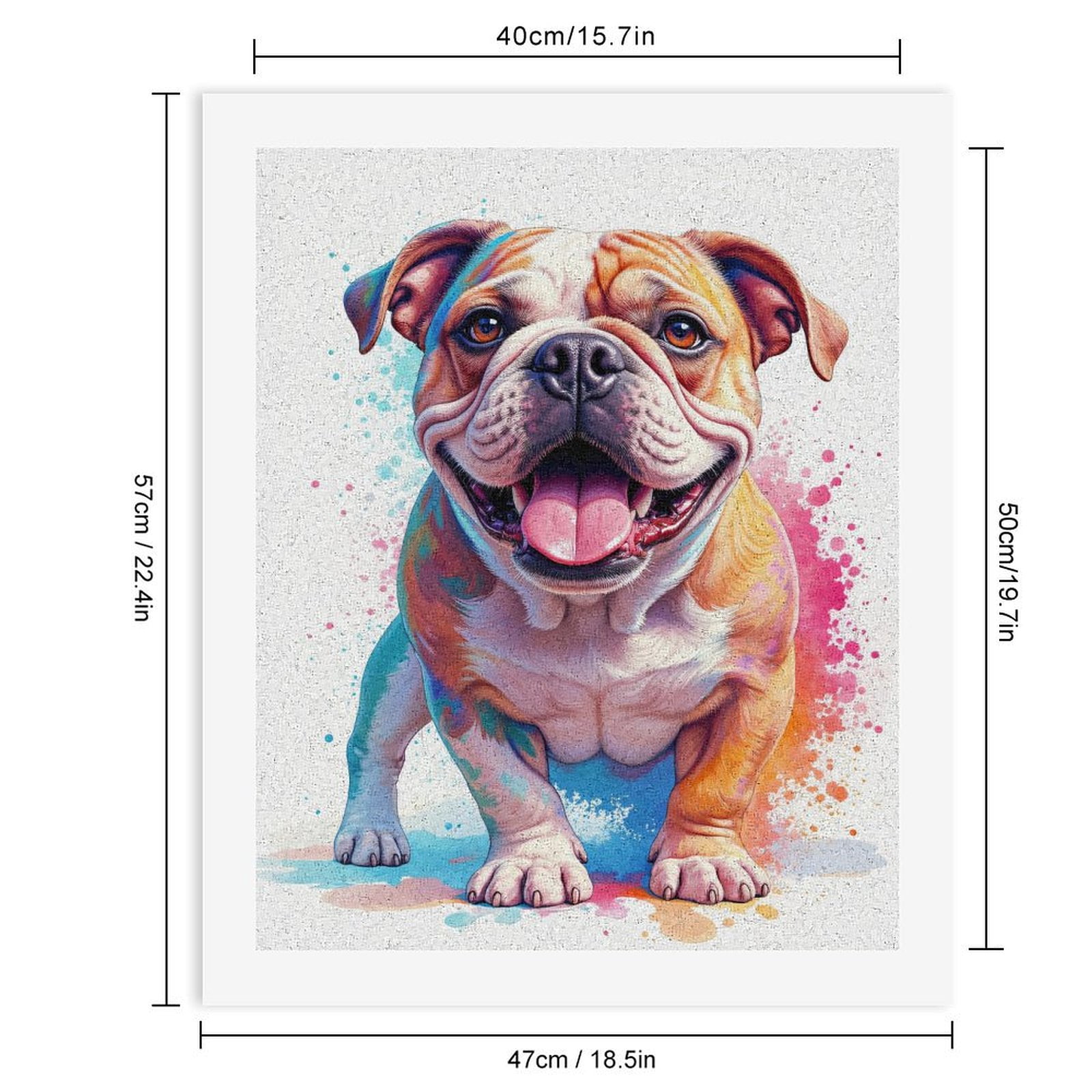 Paint By Numbers Kit for Adults Beginner - DIY Colorful Bulldog Illustration Art Canvas Painting Kits for Adults, Frameless Paint By Number for Adults for Home Wall Decor 16x20 Inch