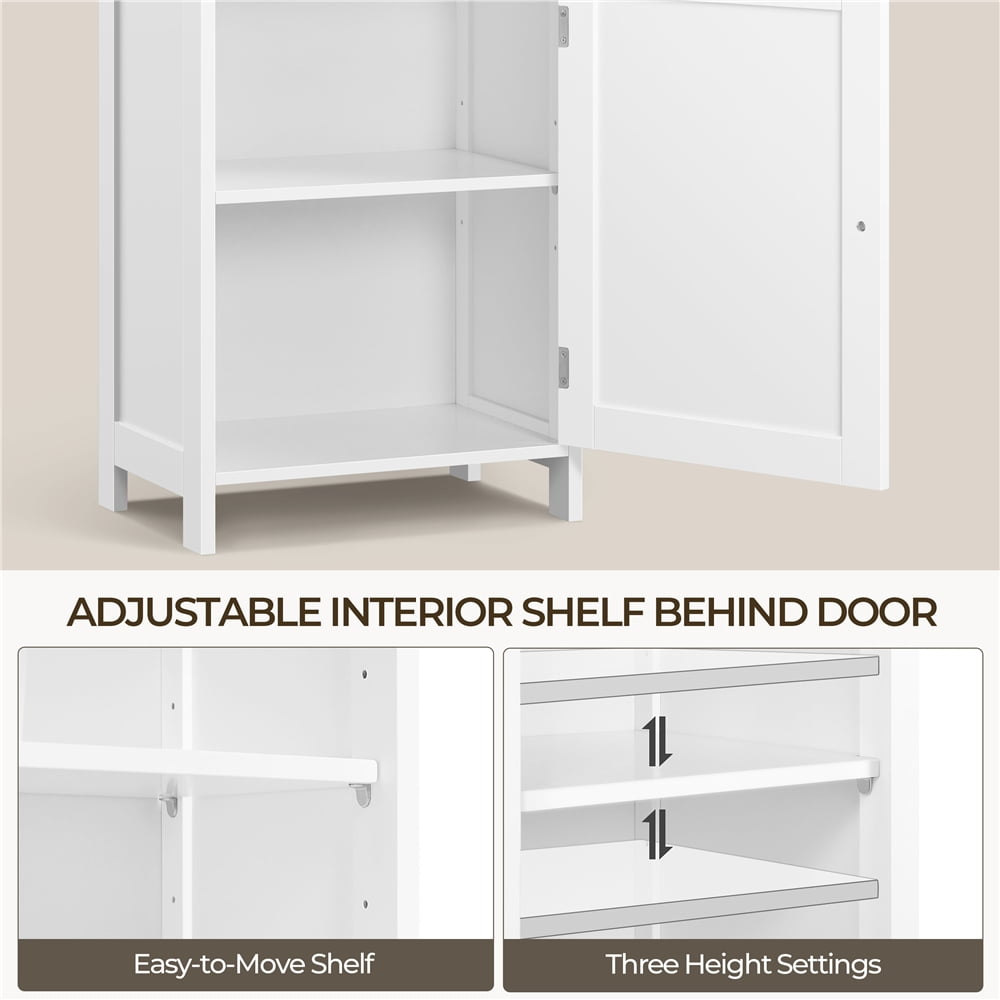 Yaheetech 4-Tier Bathroom Floor Cabinet with Single Door & Adjustable Shelf, White