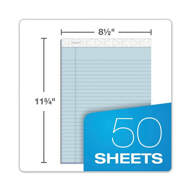 Prism + Colored Writing Pads, Wide/Legal Rule, 50 Pastel Blue 8.5 x 11.75 Sheets, 12/Pack Prism + Colored Writing Pads, Wide/Legal Rule, 50 Pastel Blue 8.5 x 11.75 Sheets, 12/Pack