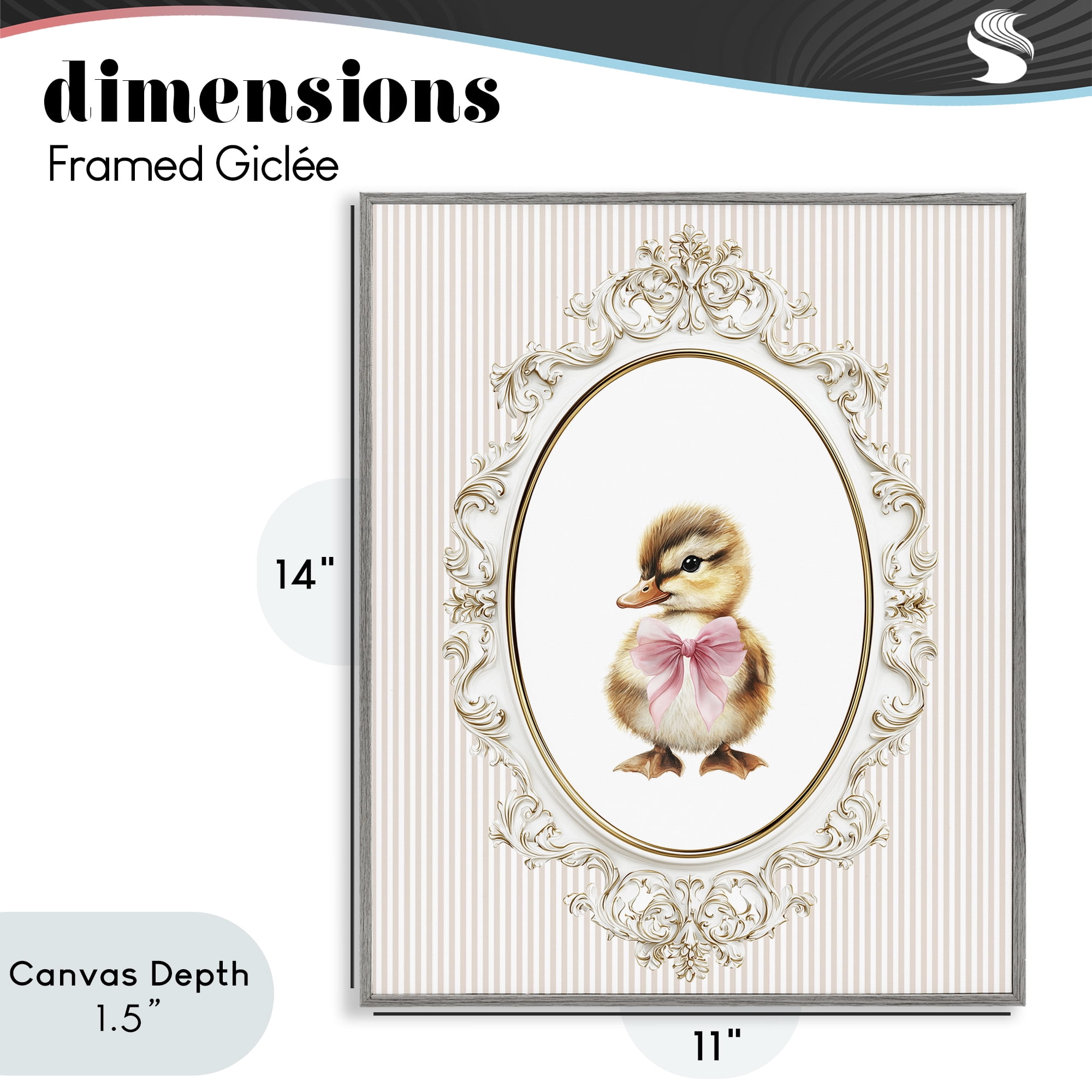 Stupell Industries Spring Gingham Baby Duck Gray Framed Giclee Art, design by Christine Simpson Art