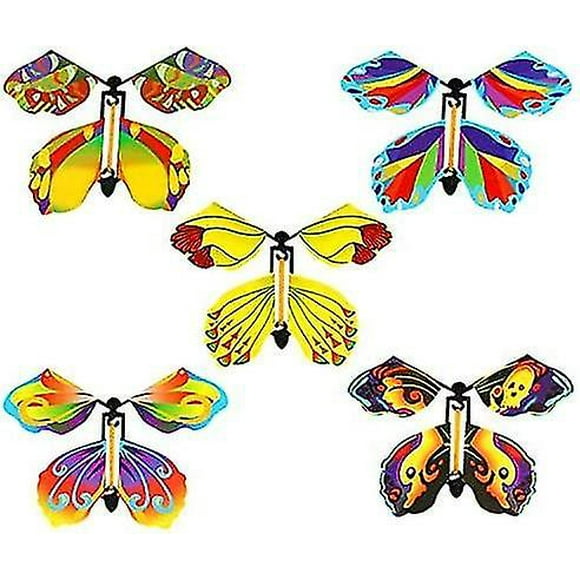 5 Pack Magic Flying Butterfly Wind Up Rubber Band Powered Butterfly For Kids Boys Girls Christmas Surprise Gifts Stocking Stuffers