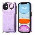 thumbnail image 2 of Nalacover for iPhone 11 Ring Holder Wallet Case with Kickstand Magnetic Clasp, Credit Card Slots Holder Premium PU Leather Purse Cover, TPU Bumper Shockproof Anti-Scratches Case,Purple, 2 of 17