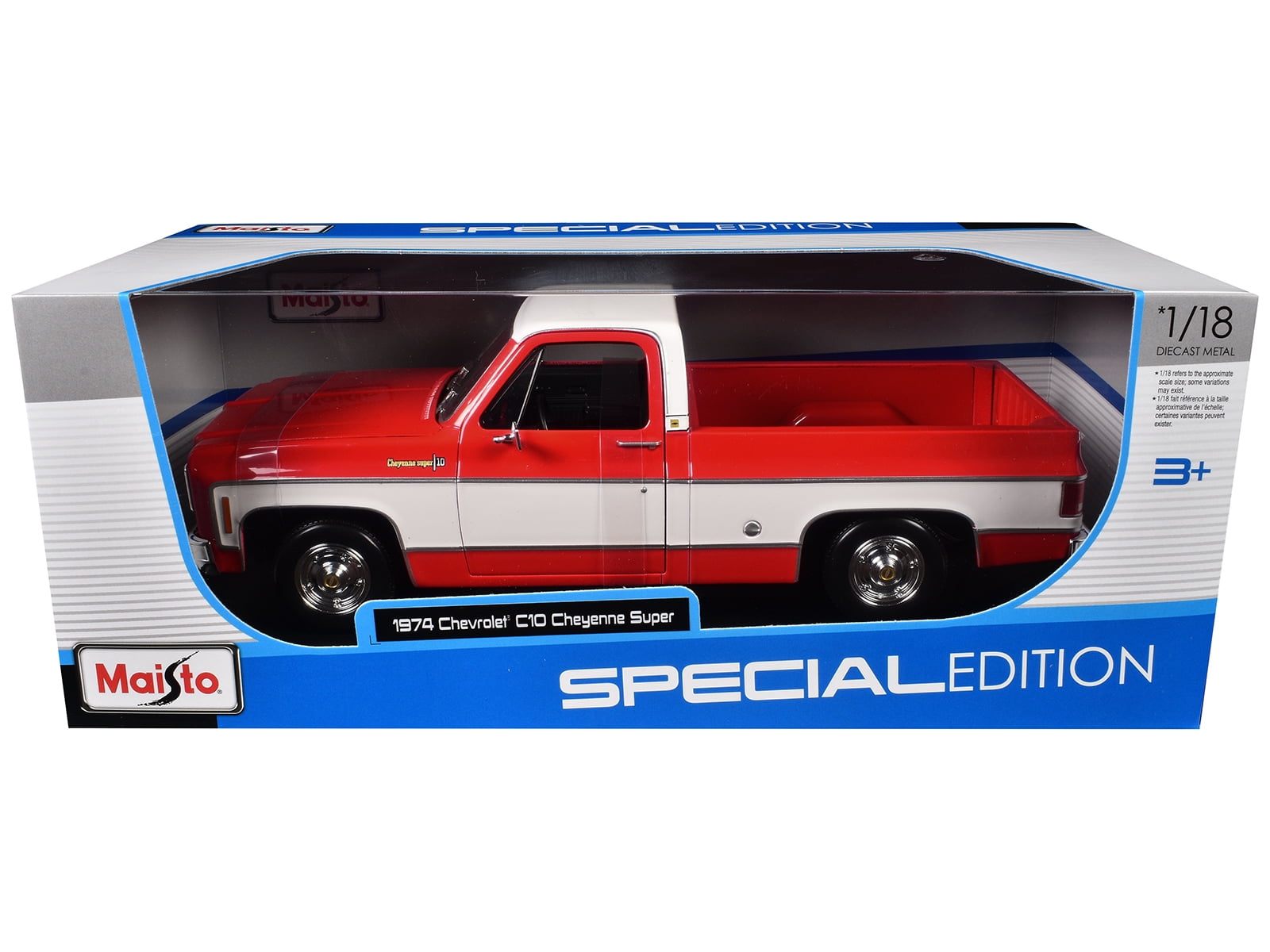 ミニカー k.a1974 Chevrolet C10 Nova SS 1974 Chevrolet C10 Cheyenne Super Pickup Truck Red and White
