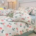 thumbnail image 1 of INS Girls Cherry Bedding Set Soft Washed Cotton Bed Sheet Queen King Size Simple Quilt Cover Pillowcase Bed Linens, 1 of 7