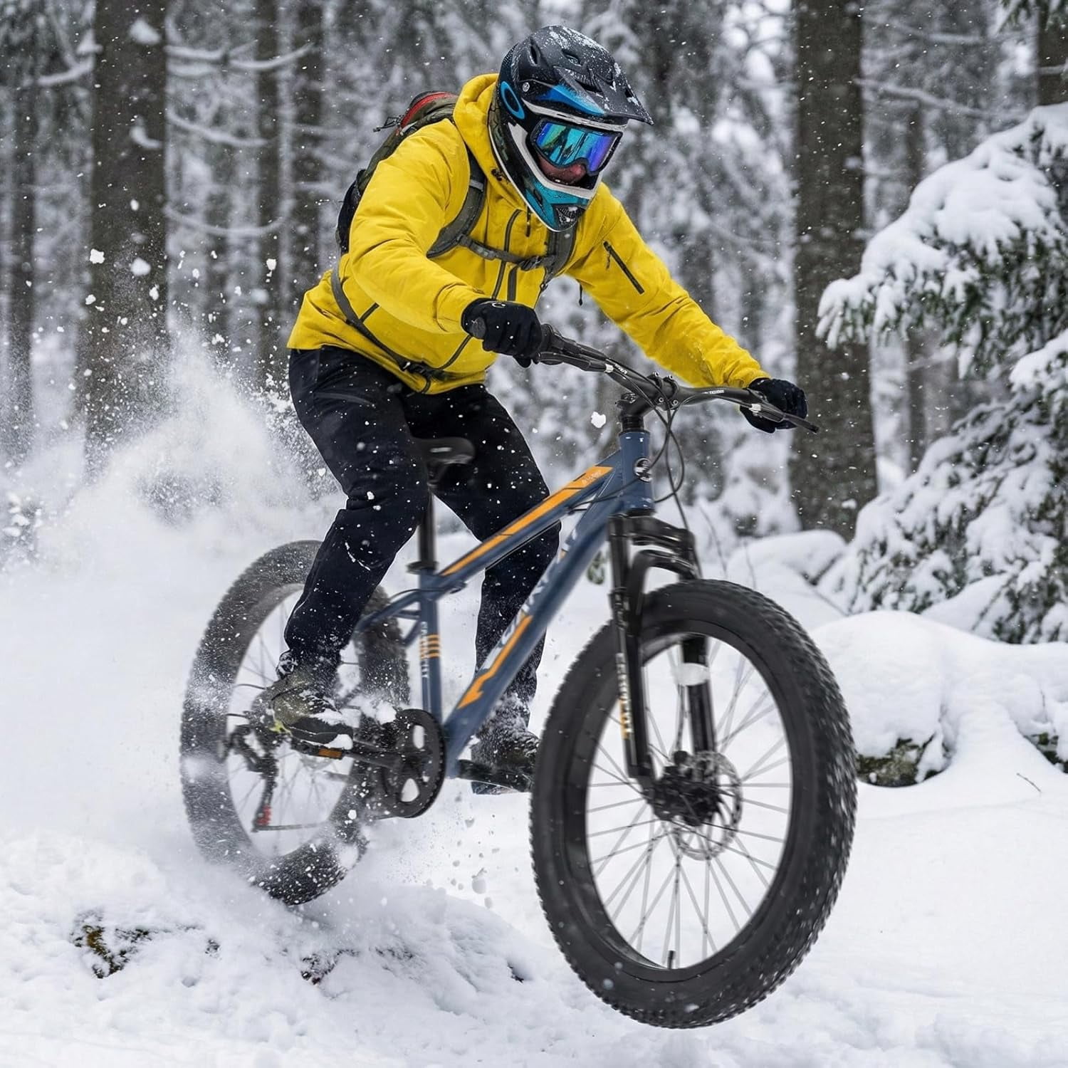Ambifirner 24 Inch Mountain Bike For Men And Wome Snow Wide Tire Adult Bicycle 7 Speeds Dual Disc Brake,High Carbon Steel Frame All Terrain Mountain Bicycles