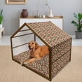 thumbnail image 2 of Christmas Pet House, Tree Branches Spruce Leaves Balls Bells Cones Poinsettia Flowers Mistletoe Berry, Outdoor & Indoor Portable Dog Kennel with Pillow and Cover, 5 Sizes, Multicolor, by Ambesonne, 2 of 4