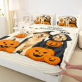 thumbnail image 4 of Homewish Golden Retriever Dog Queen Sheets,Happy Halloween Print Queen Sheet Sets,Cream,Pumpkins Decor,4pcs,1 Flat Sheet, 1 Fitted Sheet and 2 Pillowcases, 4 of 6