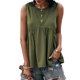 thumbnail image 1 of Camiseta sin mangas para mujer, dobladillo con volantes, fluida, holgada, con botones, parte delantera, color puro, espalda recortada, camiseta sin mangas, OD verde M, 1 of 7