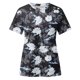 thumbnail image 5 of ICHUANYI Clearance Women's Fashion Summer Round Neck Leisure Short Sleeve Printed Lace Stitching Tops(Black, L) ICHUANYI WER2023080706734, 5 of 5