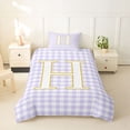 thumbnail image 2 of Castle Fairy Lattice Gold Letter H Twin Bedding for Girls,Minimalism Checkered Duvet Cover Set,2pcs,No Comforter, 2 of 6