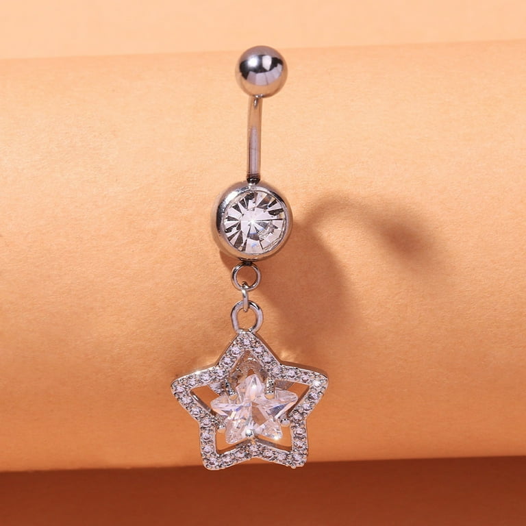 5 Edged Star Dangling Surgical Steel Belly Button Navel Ring 5 Edged Star Dangling Surgical Steel Belly Button Navel Ring