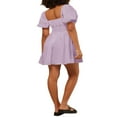 thumbnail image 4 of MesaSe Femmes Cou Carré Bouffant Robe Mini-A-Line Robes d'Été Cravate Robe de Soleil Mini Robe, 4 of 9