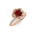 thumbnail image 2 of Mooneye Round Shape Garnet 925 Silver Rose Plated, Flower, Accent Wedding Women's Ring-2.3 ctw, 2 of 3