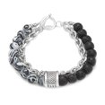 thumbnail image 1 of Pulsera de cuentas de piedra de ojo de tigre YONGSHENG para hombre cadena de eslabones negros de aleación, 1 of 5