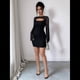 thumbnail image 5 of Vestido de para Mujer, Brillante, de Larga, Cuello Redondo, Ajustado, para Fiestas y Clubes Nocturnos. Negro M, 5 of 9