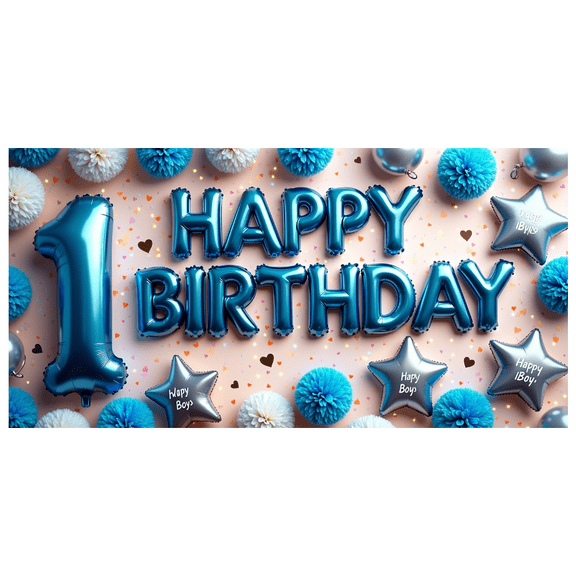 LUUFILx Blue Birthday Backdrop Decoration Balloons For Baby Boy First Birthday Party Celebration Background Happy Birthday Banner Party Supplies