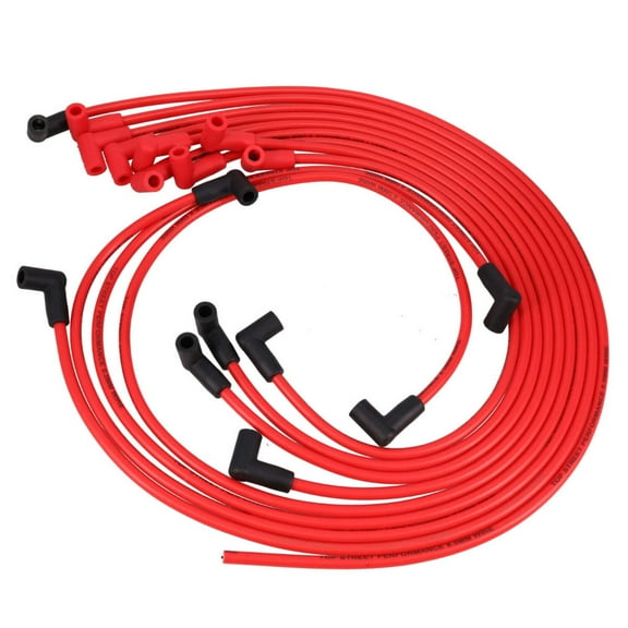 8.5mm Under Header Spark Plug Wire Set w/ 90° Plug Boots for Chevy SB - Red