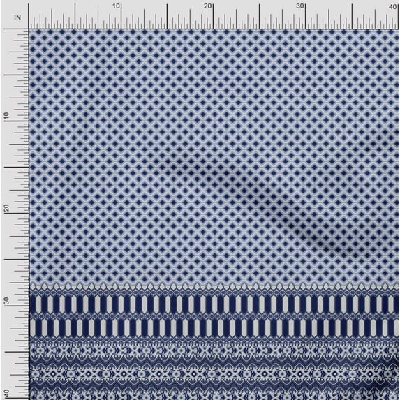 Soimoi Georgette Viscose Fabric Geometric Panel Printed Craft Fabric by The Yard 42 Inch Wide
