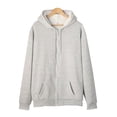 thumbnail image 2 of Sudadera con capucha y cremallera para hombre y mujer, abrigo de lana de Color sólido, ropa de abrigo suelta informal de algodón, negro, blanco y gris, 2 of 4