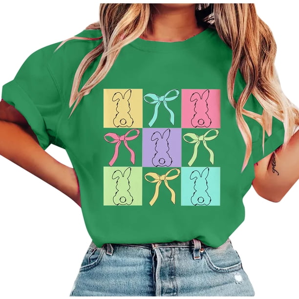 Tops de Manga Corta de Verano para las Mujeres Imprimir Blusa de Cuello Redondo, Moda Ligera de Poliéster Spandex