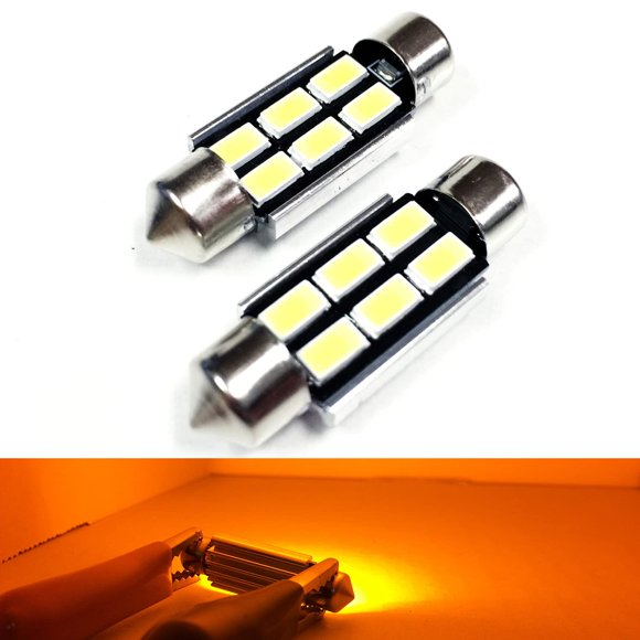 SOCAL-LED Éclairage 3710 36mm Ampoules LED Feston Canbus 6W Haute Puissance SMD 5730 Lumière Intérieure Dôme, Lumière Carte, Jaune (Ambre), Lot de 2