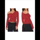 thumbnail image 3 of Cárdigan Corto de Larga con Hombros Descubiertos y Abertura Frontal para Mujer, Camisa con Botones, Tops de Otoño Rojo Vino M, 3 of 8
