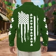 thumbnail image 4 of Ankishi St Patricks Day Button Up Shirt Men Clover Flag Long Sleeve Casual Patriotic Button Up Shirts for Vacation, 4 of 7