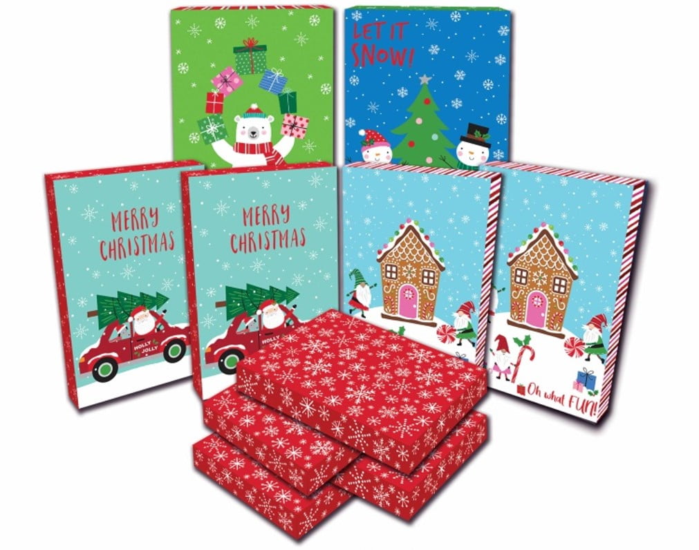 Holiday Time 10PK Red Car Santa Folding Gift Box