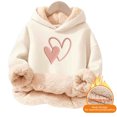 thumbnail image 5 of Bobifish Toddler Girls Sherpa Lined Hoodie Long Sleeve Pullover Hoodie Warm Embroidered Heart Graphic Fall Winter Cozy Sweatshirt, 5 of 5