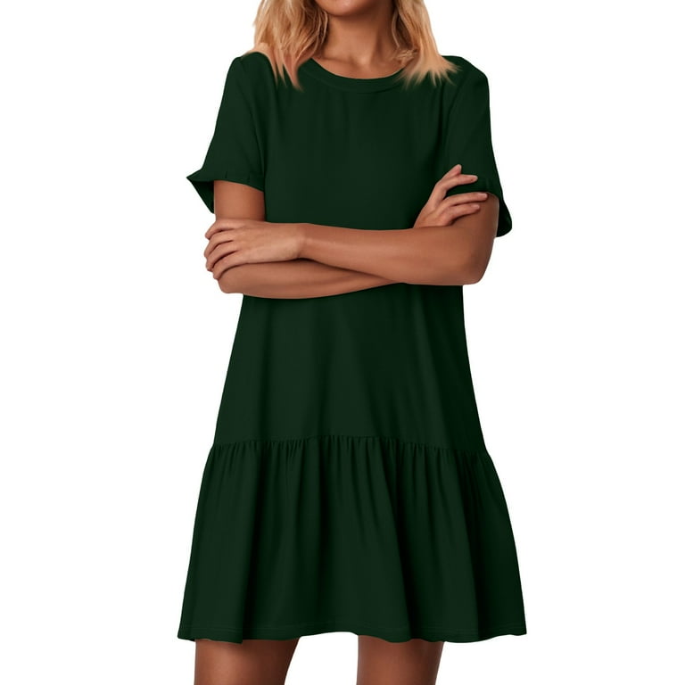 white christmas dresses Dream Chaser Frill Hem Babydoll Dress Green main image 0