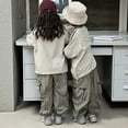 thumbnail image 4 of Ticikt Boys Cargo Pants, Summer Breathable Lightweight Kids Long Trousers, Elastic Waist Casual Joggers with Pockets for Little/Big Boys,Color:Grey, 4 of 5