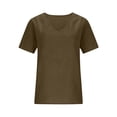 thumbnail image 6 of Linen T Shirts For Women Summer Blouses For Women Linen Clothing For Women Loose Fit Tee Shirt Women V Neck Flowy Tops For Women Peasant Blouse Womens Summer Tops Summer Linen Tops Coffee L, 6 of 8