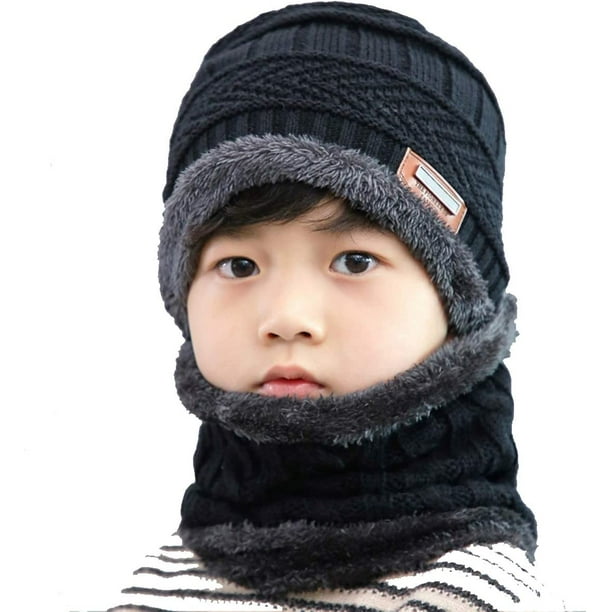 Cagoule Enfant Bonnet Fille Garcon Chaud Bonnet d'hiver Enfant