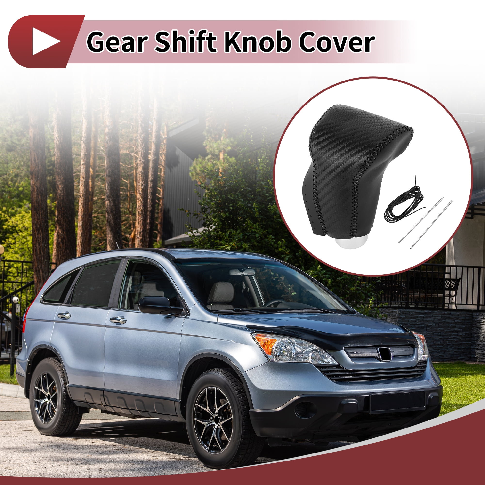 Unique Bargains Gear Shift Knob Cover for Honda CR-V 2017-2021 Black Faux Leather