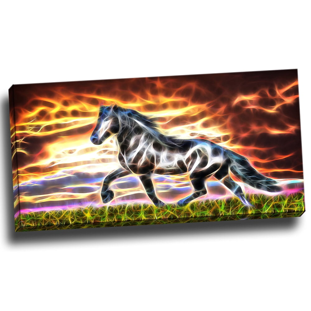 DESIGN ART Abstract Horse Animal Art Canvas (Multiple Sizes) 32 in. wide x 16 in. high