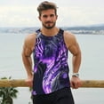 thumbnail image 6 of Picia Purple Pattern White Tiger Printed Men’s Performance Tank, Men's Workout Tank Top Moisture-Wicking Tank Top Muscle tee, Breathable Workout Shirt-, 6 of 7