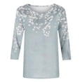 thumbnail image 4 of Craaazy Hauts Tendance pour Femmes Grande Taille Coupe Ample Imprimé Floral Col Rond Style Décontracté Blouse à Manches 3/4 pour le Printemps, l'Été, Sorties Quotidiennes, 4 of 5