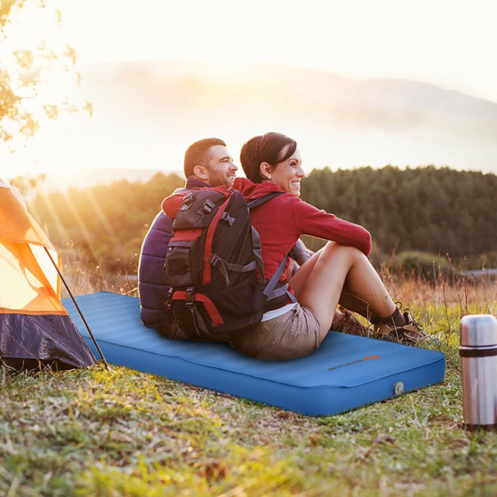 Demifill Self Inflating Folding Camping Sleeping Mattress with Carrying Bag, 2-in-1 Storage Bag, Blue